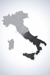 cartina dell’Italia con il Sud in ombra