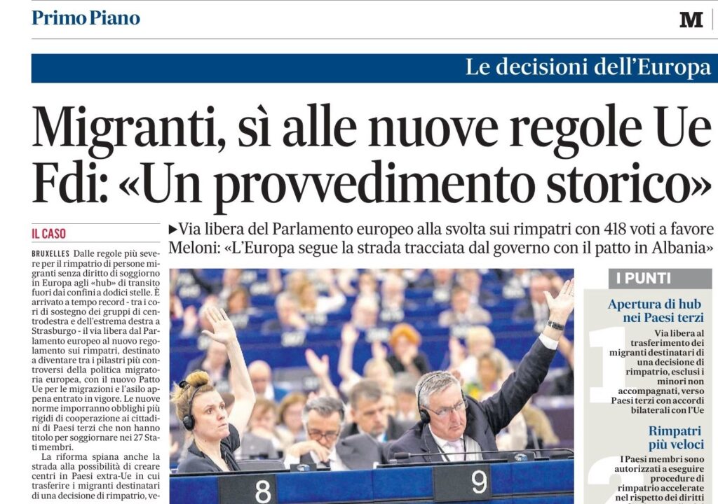Notizia de IlMattino Su regole UE su immigrazione